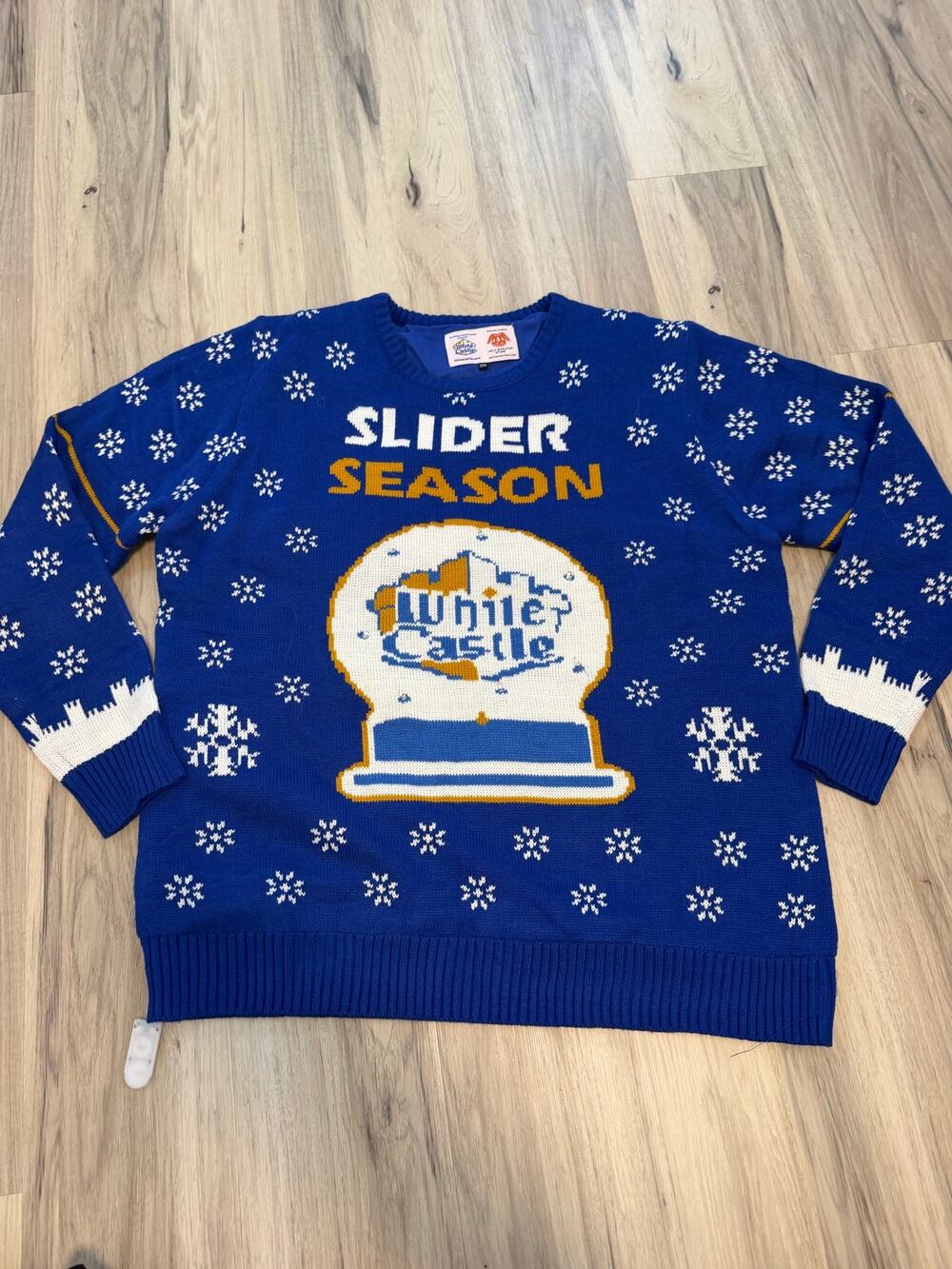 WHITE CASTLE Holiday Ugly Christmas Sweater Slider Season Light-Up Snowglobe 3XL